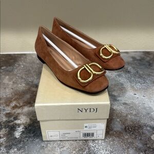 NYDJ Brown and Gold Flats with Timeless Design